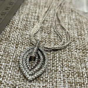 925 Italy Milor Multi-Strand Necklace w/ Layered Teardrop Pendant, 16-18"